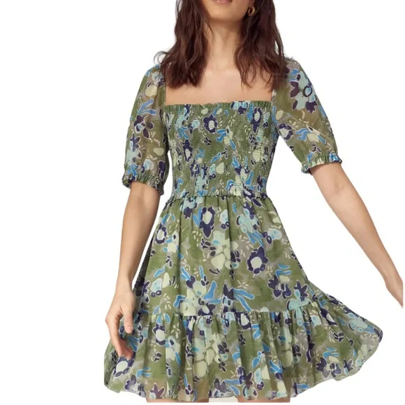 Wilfred Laken Short Sleeve Mini Dress in Sage Frost/Blues Sz M - Picture 4 of 16